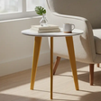 Marble-Top Round Side Table with Gold Legs Side Table End Tables
