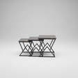 Dark Marble-Effect Square Nesting Tables - Set of 3 Coffee Table Nesting Tables