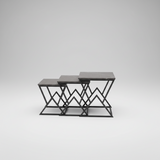 Dark Marble-Effect Square Nesting Tables - Set of 3 Coffee Table Nesting Tables