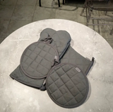 Quilted Cotton Oven Glove & Pot Holder Set Kitchen Linen Pot Holders