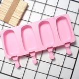 Silicone Popsicle Mould with Lid - 4 Cavity Bakeware Ice Pop Molds