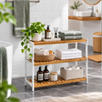 3-Tier Bamboo & Metal Bathroom Storage Shelf - 70x25x55cm Bathroom Storage Rack Bookcases & Shelves