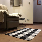 Buffalo Check Woven Cotton Rug - 60x90cm, Black & White Rug Rugs
