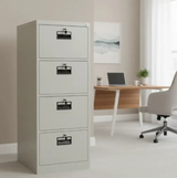 4-Drawer Lockable Metal Filing Cabinet - Grey Filing Cabinet File Cabinets