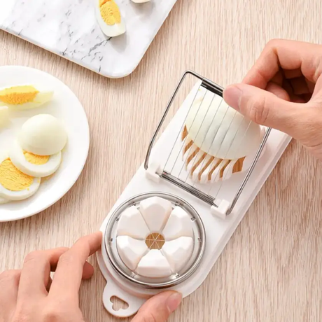 2-in-1 Egg Slicer - Slice & Wedge, Stainless Steel Kitchen Gadget Egg Slicers