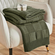 Chunky Knit Check Throw Blanket - 130x160cm, 6 Colours Throw Blanket Throw Blankets