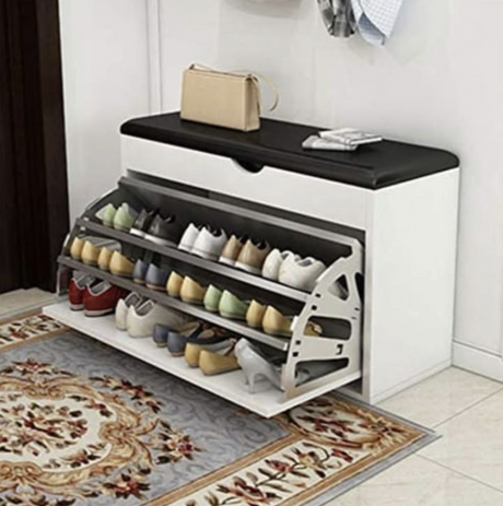 Flip-Out Shoe Rack Bench with Cushioned Seat - 100x51x30cm Shoe Bench Shoe Storage Benches