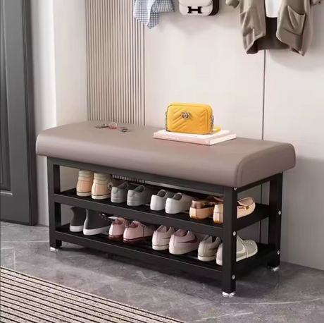 Shoe Rack Bench with Padded Seat - 100x51x32cm, Grey Shoe Bench Shoe Storage Benches