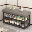 Shoe Rack Bench with Padded Seat - 100x51x32cm, Grey Shoe Bench Shoe Storage Benches