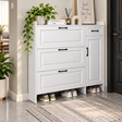 Combo Flip-Down Shoe Cabinet with Side Door - 120x100x24cm, White Shoe Cabinet Shoe Cabinets