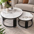 Marble Top Round Nesting Coffee Table Set of 2 - 78cm & 58.5cm Coffee Table Coffee Tables