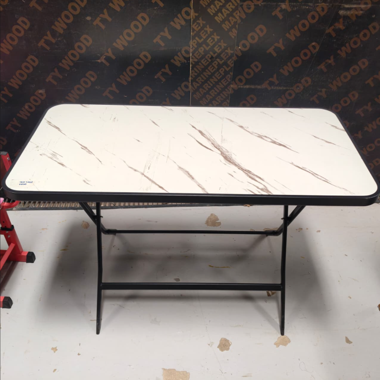 Foldable Marble-Effect MDF Table - Black Frame Folding Table Folding Tables