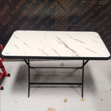 Foldable Marble-Effect MDF Table - Black Frame Folding Table Folding Tables