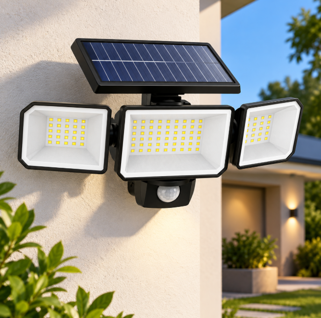 Triple-Head LED Solar Security Light with PIR Sensor Solar Light Security Lights