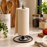 Metal Paper Towel Holder with Diamond Finial - Black & Gold Kitchen Organiser Paper Towel Holders