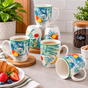 Tropical Botanical Porcelain Mug Set - 6pcs Mug Set Mugs