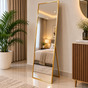 Full-Length Rose Gold Metal Frame Mirror - Leaner Wall Mirror Mirror Floor Mirrors