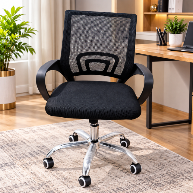 Mid-Back Mesh Office Chair with Lumbar Support & Chrome Base Office Chair Office Chairs