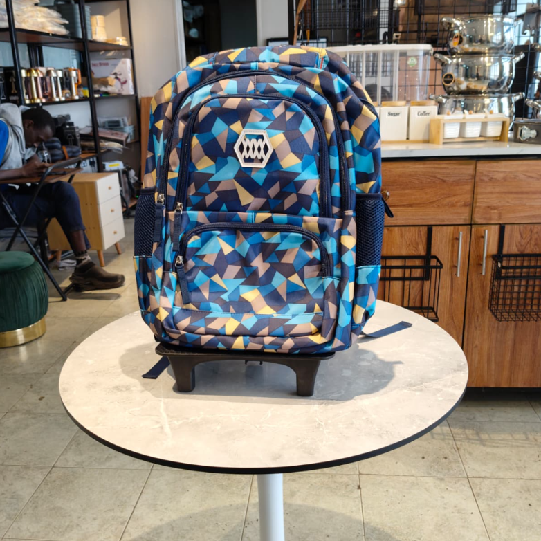Geometric Print Trolley School Backpack with Wheels Backpack School Backpacks