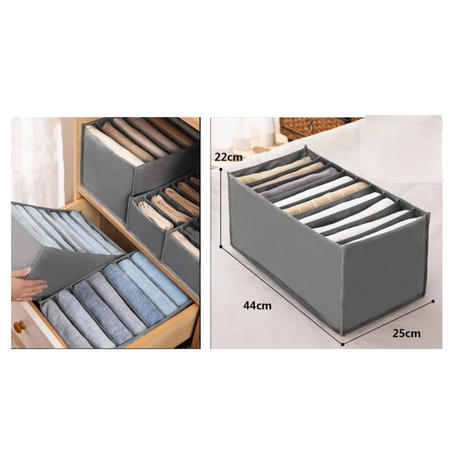 8 Grid Wardrobe Organizer | Closet Organizer | Drawer Organizer for Jeans, Pants & Shirts | Grey- Furaha Finds Kenya
