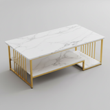 Marble Coffee Table with Gold Frame