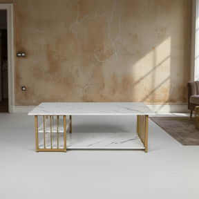 Marble Coffee Table with Gold Frame - C16 Furniture Coffee Tables