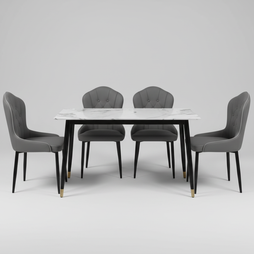 Modern Dining Set - 6 Seater with Marble Table