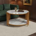 Marble Coffee Table with Gold Frame - Round Furniture Coffee Tables