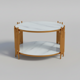Marble Coffee Table with Gold Frame - Round