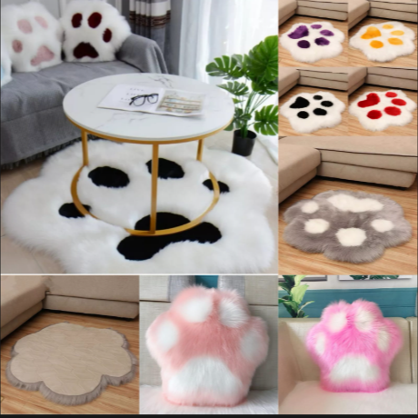 Cute Cat Paw Pattern Soft Plush Carpet Non-Slip Shaggy Rug 60cm