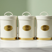 3pc Alloy Canister Set - 500g Black & White Minimalist Design Kitchen & Dining Food Storage Containers