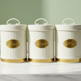 3pc Alloy Canister Set - 500g Black & White Minimalist Design Kitchen & Dining Food Storage Containers