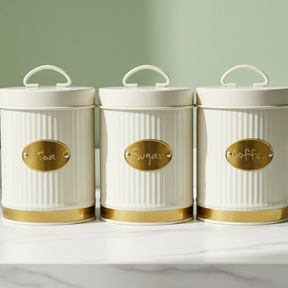 3pc Alloy Canister Set - 500g Black & White Minimalist Design Kitchen & Dining Food Storage Containers