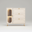Shoe Rack - Modern Cabinet 90cm x 24cm with Glass Door & Drawers