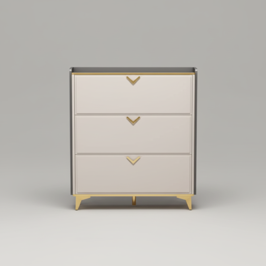 Shoe Rack - Modern Cabinet 80cm x 24cm with Gold Accents