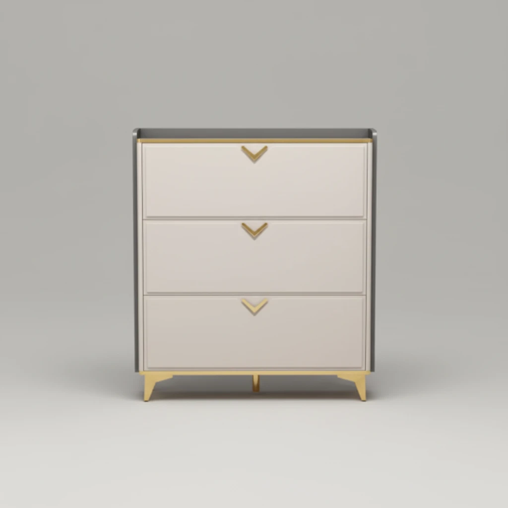 Shoe Rack - Modern Cabinet 80cm x 24cm with Gold Accents Furniture Shoe Organizers