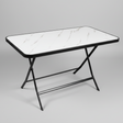 Foldable Table - Decorative Glass Top with Metal Frame