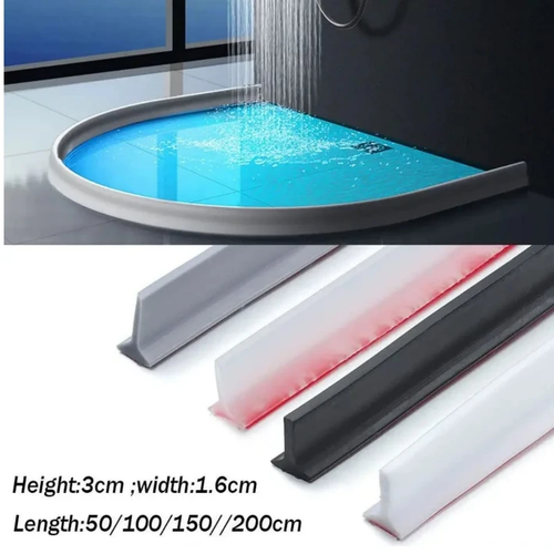 Silicone Shower Barrier Bathroom Water Stopper Bottom Sealing Strip Home Organization Shower Doors & Enclosures