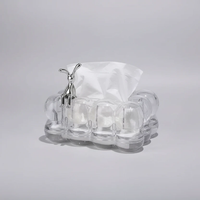 Bubble Tissue Box Holder with Bow and Bunny Figurine Home Decor Facial Tissue Holders