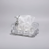 Bubble Tissue Box Holder with Bow and Bunny Figurine