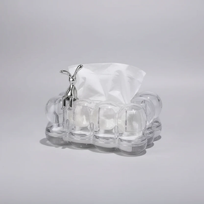 Bubble Tissue Box Holder with Bow and Bunny Figurine Home Decor Facial Tissue Holders