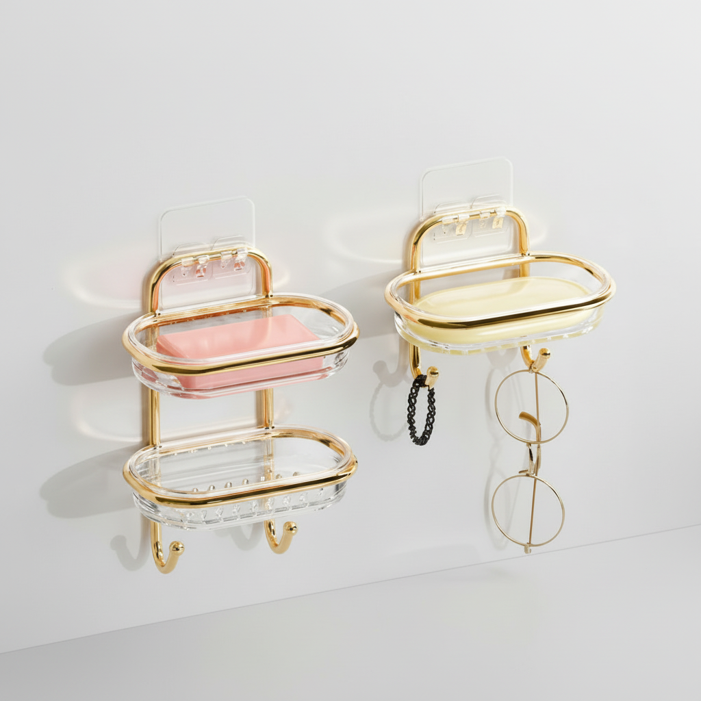 Luxury Double-Layer Wall Mounted Soap Holder with Drainage Design