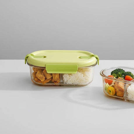 High Borosilicate Glass Food Container Microwave Safe Leak Proof with Lid Kitchen & Dining Food Storage Containers