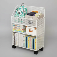 Multipurpose Bookshelf Stand with Wheels 3-Tier Storage Organizer 45x22x63cm Home & Garden Rack Bookcases & Shelves
