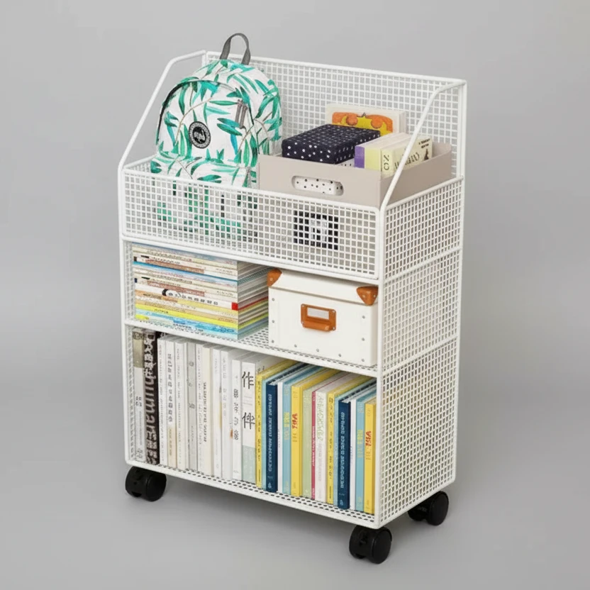 Multipurpose Bookshelf Stand with Wheels 3-Tier Storage Organizer 45x22x63cm Home & Garden Rack Bookcases & Shelves