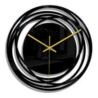 Fashion Wall Decor 3D Dimensional Black Acrylic Round Wall Clock 30cm Diameter Home & Garden Wall Clocks