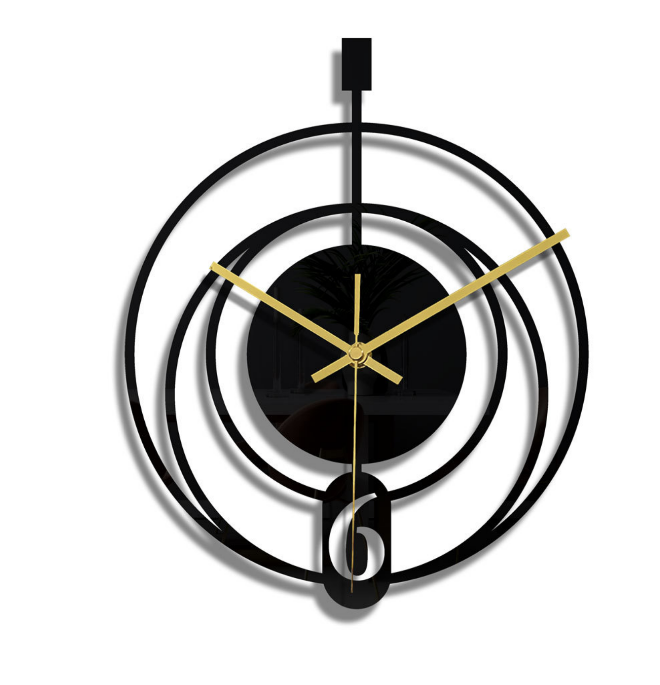 Fashion Wall Decor 3D Dimensional Black Acrylic Round Wall Clock 30cm Diameter