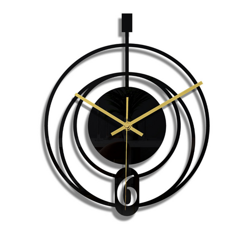 Fashion Wall Decor 3D Dimensional Black Acrylic Round Wall Clock 30cm Diameter