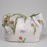 Casual Floral Canvas Tote Bag Tulip Print with Gold Chain Strap 38x14x27cm Bags & Accessories Shopper Bags