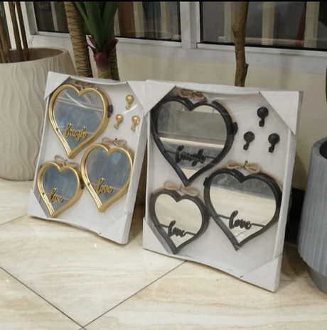 3pc Happy Heart Mirrors Set Mirrors Mirrors